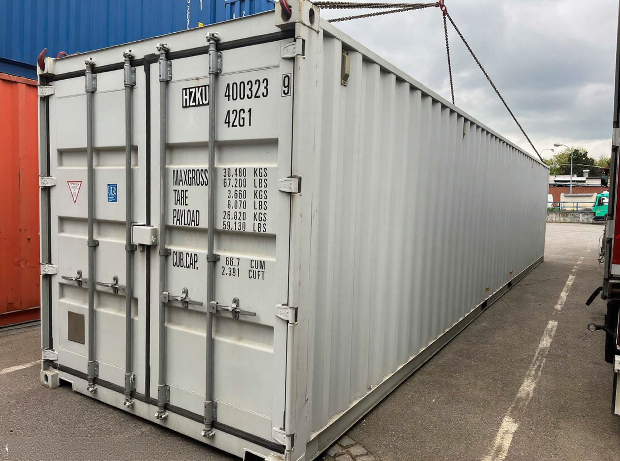 Conteneur maritime 40 pieds d'occasion – RAL 7035