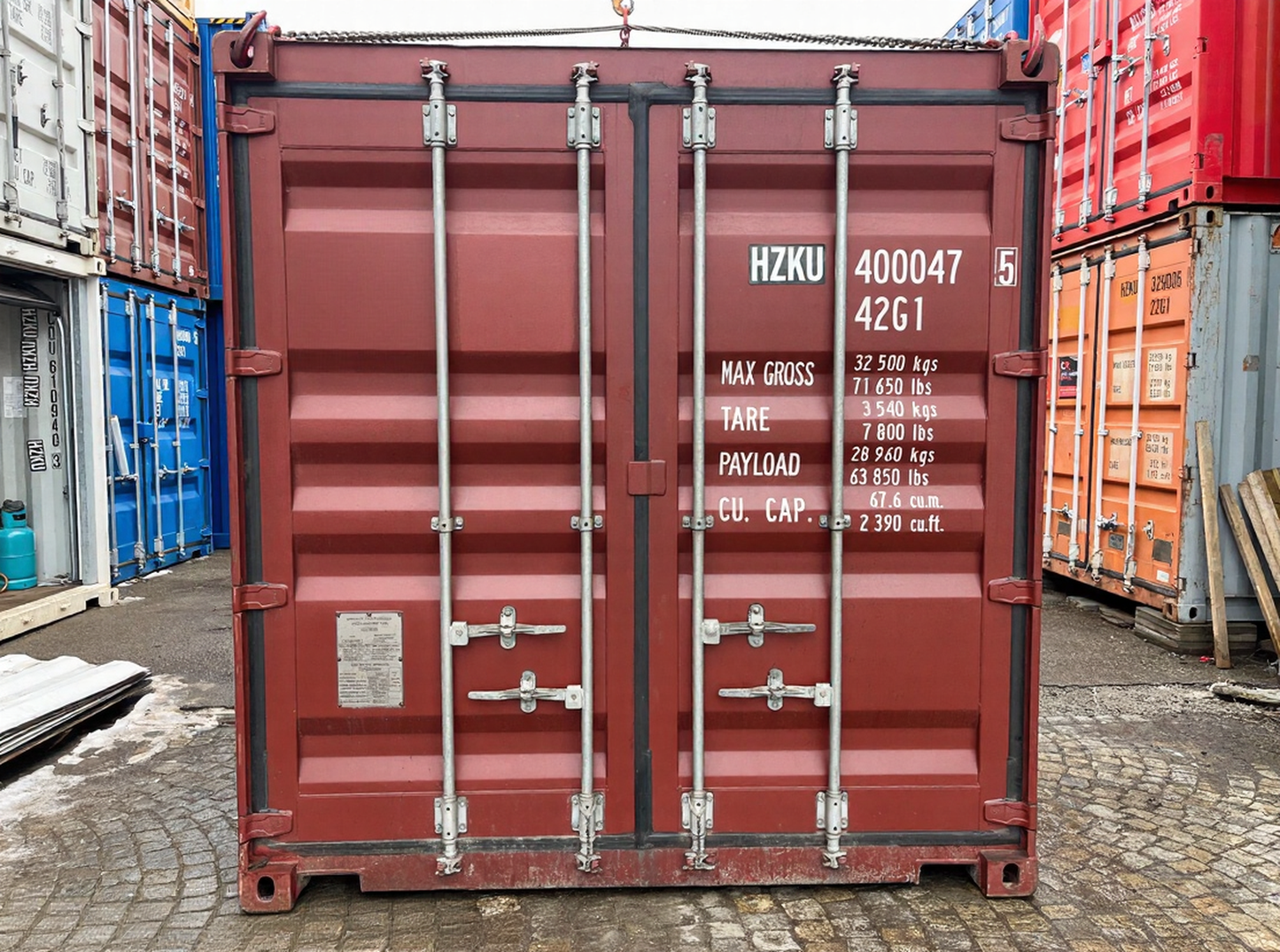 Conteneur maritime d'occasion 40 pieds – Bordeaux (RAL 3009)