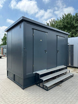 Container sanitario doppio 4,00 × 2,00 m – Con doccia e serbatoio per acque reflue