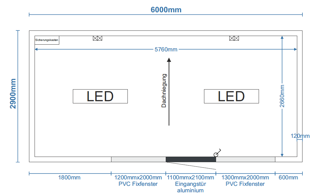 Container ufficio 6,00 × 2,90 m